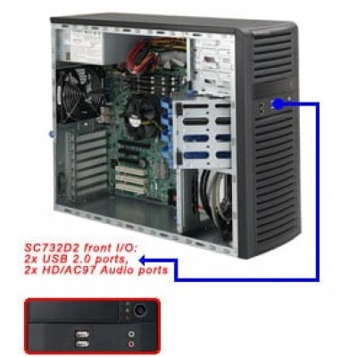 Серверный корпус Supermicro CSE-732D2-865B E-ATX/ATX/Micro-ATX/Tower, до 865W, высота: 16.7" (424 mm)