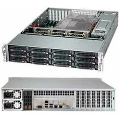 Supermicro CSE-826BAC12-R1K23LPB корпус 2U, 12 x HDD LFF, 2 x SFF, 7 x LP, 2 x 1200 Вт